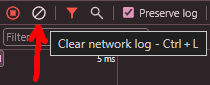 chrome developer tools clear networking log icon