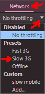 developer tools throttling feature