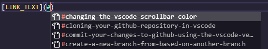 vscode link to heading modal
