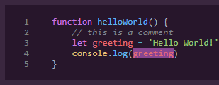 tell the code block to highlight the "greeting" characters but only the second occurrence