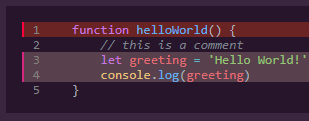 highlighted line using a special ID to make it look like there was an error at that line