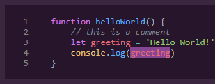 tell the code block to highlight the "greeting" characters but only the second occurrence